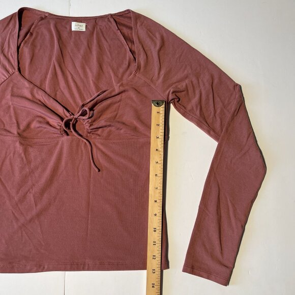 Wilfred Sweetheart Keyhole Longsleeve Top Ashy Rose Size Medium - Picture 11 of 11